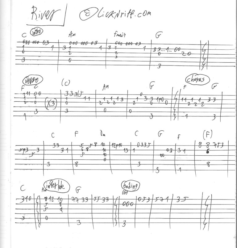 River (Joni Mitchell) LickN'Riff Create Your Own Guitar Legacy