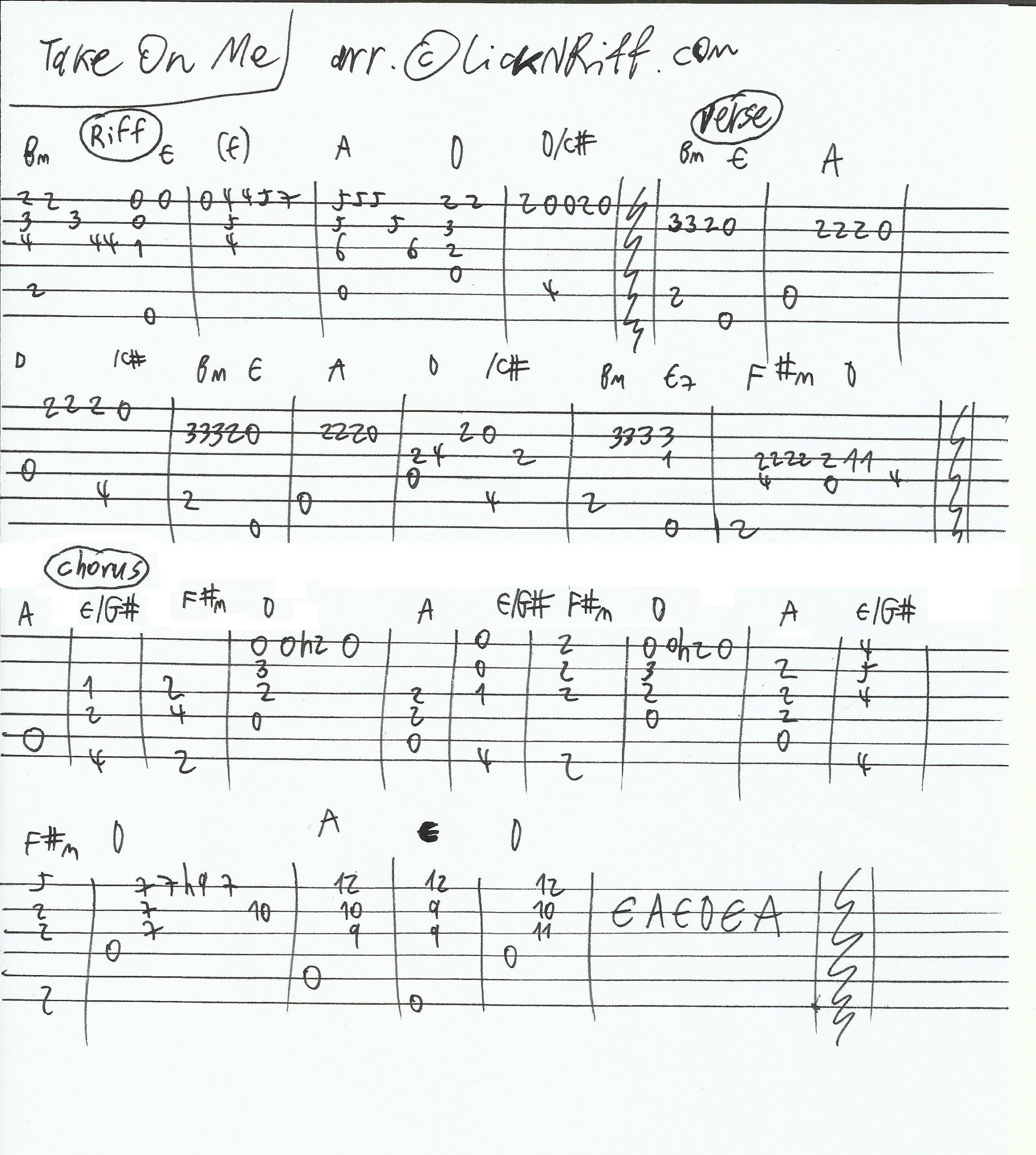 Take On Me Lickn Riff Create Your Own Guitar Legacy